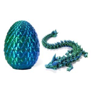 3D Printed Dragon Eggs with Dragon Inside, Home Office Decor Executive Desk Toys, Adults Fidget Toys Laser Green