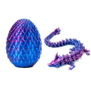 3D Printed Dragon Eggs with Dragon Inside, Home Office Decor Executive Desk Toys, Adults Fidget Toys Laser Purple