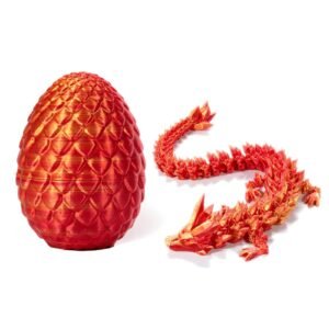 3D Printed Dragon Eggs with Dragon Inside, Home Office Decor Executive Desk Toys, Adults Fidget Toys Laser Red
